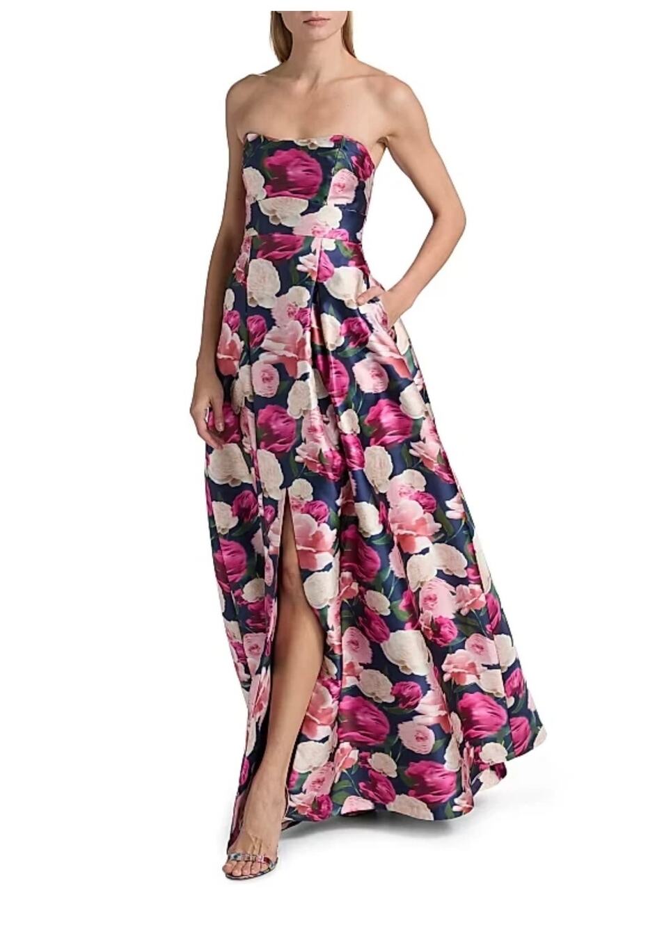 Stunning Sachin & Babi Peony Ikat Floral Satin Gown - New! Size 12